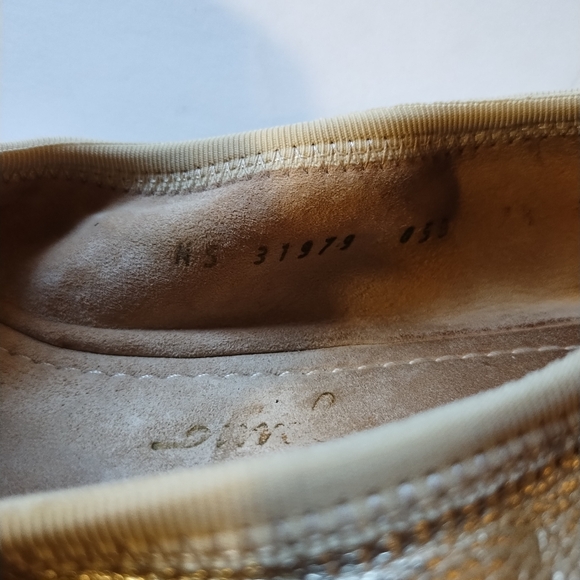 Salvatore Ferragamo Platino (Gold) Leather My Joy Ballet Slip-On Flats Size 7.5 - Picture 12 of 16